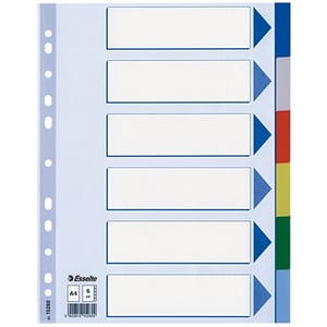 Afbeelding van Esselte 15260 A4 tabbladen | gekleurd plastic | 6 tabs | 11-gaats