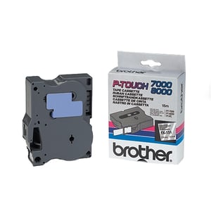 Afbeelding van Brother TX-151 tape zwart op transparant 24mm x 15m (origineel)
