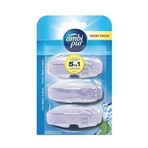 Afbeelding van Ambi Pur vloeibaar toiletblok | Fresh Water & Mint | navulling | 3 x 55ml
