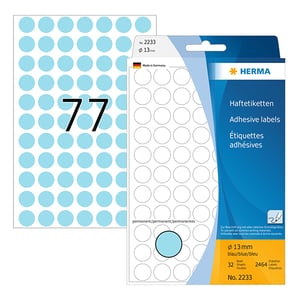 Afbeelding van Herma 2233 multifunctionele etiketten | 13 mm | blauw | 2464 etiketten