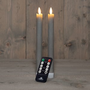 Afbeelding van Anna Collection Led Dinerkaars | 23 cm | taupe | 3D vlam | 2 stuks