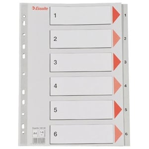 Afbeelding van Esselte 100104 A4 index | plastic | 1-6 | 11-gaats