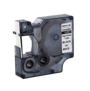 Afbeelding van DYMO S0718300 / 18055 IND Rhino tape krimpkous zwart op wit 12mm (huismerk)