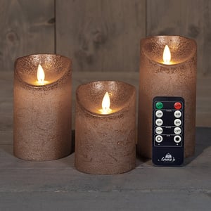 Afbeelding van Anna Collection LED Kaars | met bewegende vlam | brons | 3 stuks