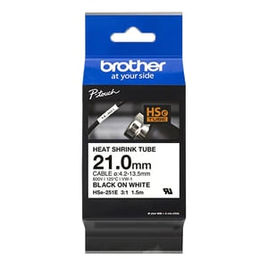 Afbeelding van Brother HSe-251E krimpkous tape zwart op wit 21 mm (origineel)