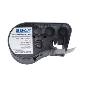Afbeelding van Brady MC1-1000-595-WT-BK tape vinyl | zwart op wit | 25,4mm x 7,62m