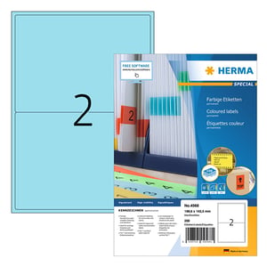 Afbeelding van Herma 4568 permanent hechtende etiketten | A4 | 199,6 x 143,5 mm | blauw | 200 etiketten