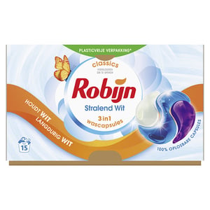 Afbeelding van Robijn 3-in-1 Wascapsules | Stralend Wit | 15 wasbeurten