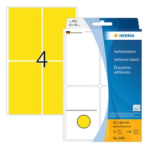 Afbeelding van Herma 2491 multifunctionele etiketten | 52 x 82 mm | geel | 128 etiketten