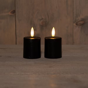 Afbeelding van Anna Collection LED Waxinelicht | 4,5 cm x 8 cm | zwart | 3D vlam | 2 stuks