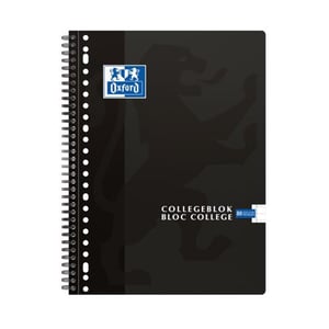 Afbeelding van Oxford 400094450 collegeblok | A4+ | gelinieerd | zwart | 23-gaats | 80 vel