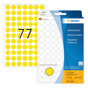 Afbeelding van Herma 2231 multifunctionele etiketten | 13 mm | geel | 2464 etiketten
