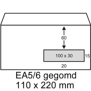 Afbeelding van Raadhuis dienstenvelop | gegomd | EA5/6 | venster rechts | 110 mm x 220 mm | 500 stuks