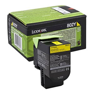 Afbeelding van Lexmark 80C20Y0 nr. 802Y toner cartridge geel lage capaciteit (origineel)