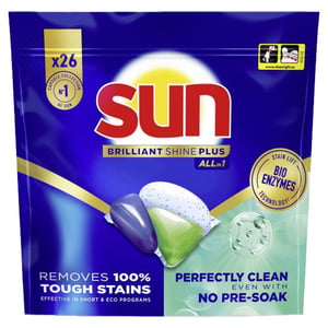 Afbeelding van Sun Brilliant Shine Plus All-in-1 Vaatwascapsules | 26 stuks