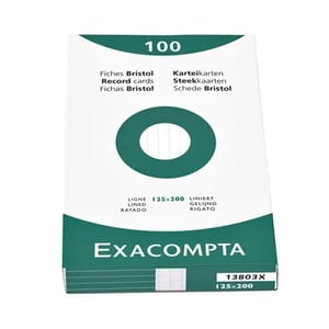 Afbeelding van Exacompta 13803X systeemkaart | gelinieerd | wit | 125 x 200 mm | 100 stuks