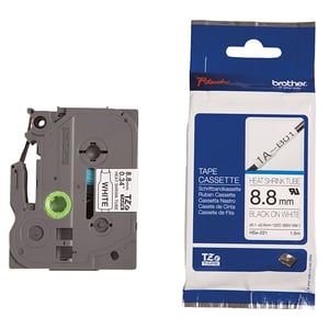Afbeelding van Brother HSe-221 krimpkous tape zwart op wit 9mm x 1,5m (origineel)