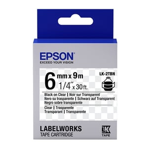 Afbeelding van Epson LK-2TBN tape zwart op transparant 6mm (origineel)