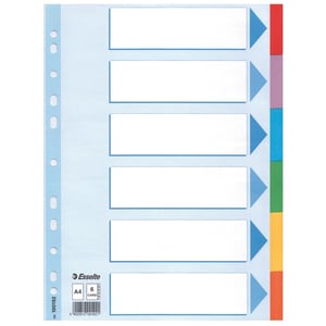 Afbeelding van Esselte 100192 A4 tabbladen | gekleurd karton | 6 tabs | 11-gaats