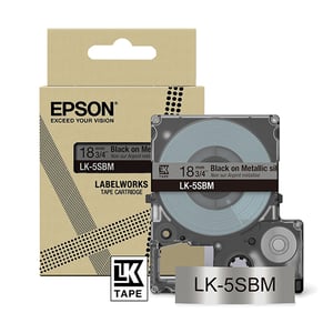 Afbeelding van Epson LK-5SBM tape zwart op metallic zilver 18 mm (origineel)