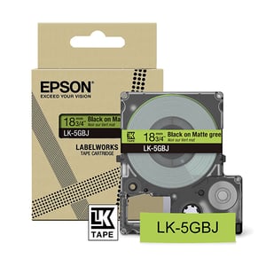 Afbeelding van Epson LK-5GBJ matte tape zwart op groen 18 mm (origineel)