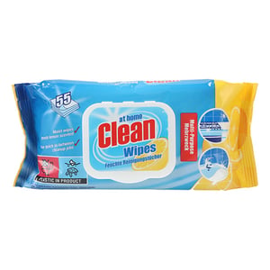 Afbeelding van At Home Clean Multi-Cleaning schoonmaakdoekjes | lemon | 55 doekjes