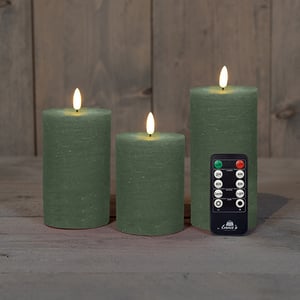 Afbeelding van Anna Collection LED Kaars | 3D vlam | jade groen | 3 stuks