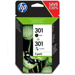 Afbeelding van HP N9J72AE nr. 301 zwart en kleur (origineel)