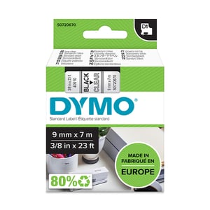 Afbeelding van DYMO S0720670 / 40910 tape zwart op transparant 9mm (origineel)