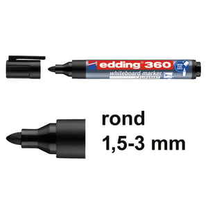 Afbeelding van Edding 360 whiteboard marker | zwart | ronde punt | 1,5 - 3 mm