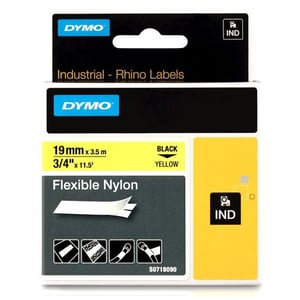 Afbeelding van DYMO S0718090 / 18491 IND Rhino tape flexibel nylon zwart op geel 19mm (origineel)