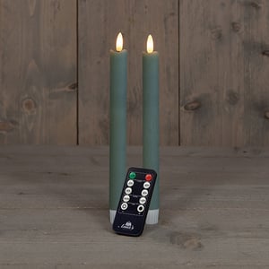 Afbeelding van Anna Collection Led Dinerkaars | 23 cm | jade groen | 3D vlam | 2 stuks