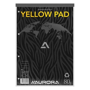 Afbeelding van Aurora 2984ST schrijfblok | geel papier | A4 | gelinieerd | 80 gr. | 80 vel