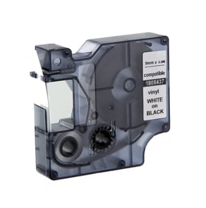 Afbeelding van DYMO 1805437 IND Rhino tape vinyl wit op zwart 9mm (huismerk)