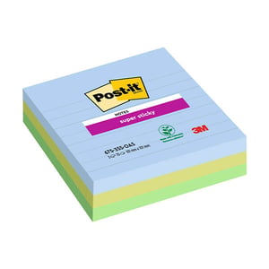Afbeelding van 3M Post-it super sticky notes gelijnd | 101 x 101 mm | 3 x 70 vel