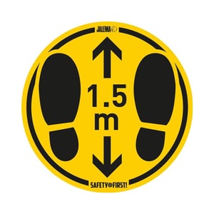 Afbeelding van Jalema vloersticker | houd 1,5m afstand | rond | ruwe vloer | 2 stuks