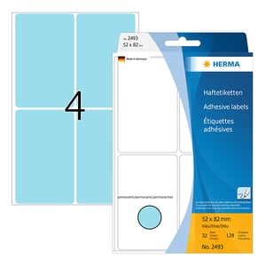 Afbeelding van Herma 2493 multifunctionele etiketten | 52 x 82 mm | blauw | 128 etiketten