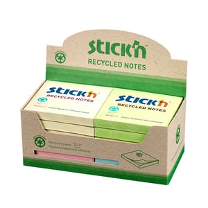 Afbeelding van Stick'n memoblokken recycled | 76 x 76 mm | assorti pastelkleuren | 12 stuks
