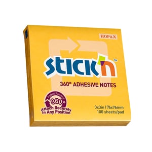 Afbeelding van Stick’n memoblok | 360 graden lijmrand | 76 x 76 mm | goudgeel | 100 vel
