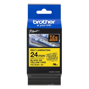 Afbeelding van Brother TZe-SL651 zelflaminerend tape zwart op geel 24 mm (origineel)