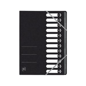 Afbeelding van Oxford 400116256 Top File+ sorteermap | A4 | karton | zwart | 12 tabs