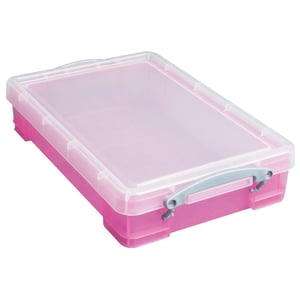 Afbeelding van Really Useful Box opbergdoos | polypropyleen | transparant roze | 4 liter