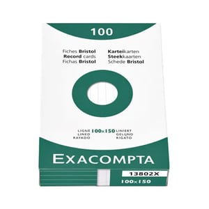 Afbeelding van Exacompta 13802X systeemkaart | gelinieerd | wit | 100 x 150 mm | 100 stuks