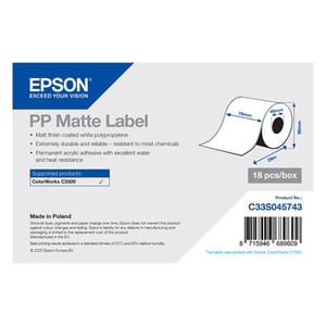Afbeelding van Epson C33S045743 PP matte label 76mm x 29m (origineel)