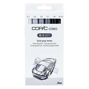 Afbeelding van Copic Ciao markerset | Cool Grey Tones | penseel / beitel | 6 stuks