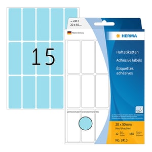 Afbeelding van Herma 2413 multifunctionele etiketten | 20 x 50 mm | blauw | 480 etiketten
