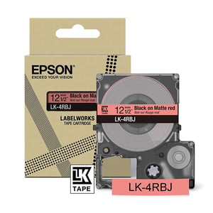 Afbeelding van Epson LK-4RBJ matte tape zwart op rood 12 mm (origineel)