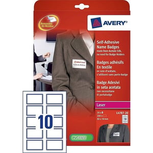 Afbeelding van Avery Zweckform L4787-20 naambadge etiketten | zelfklevend | 50 mm x 80 mm | wit-blauw | 200 etiketten
