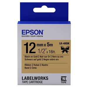 Afbeelding van Epson LK-4KBK satijnlint tape zwart op goud 12mm (origineel)