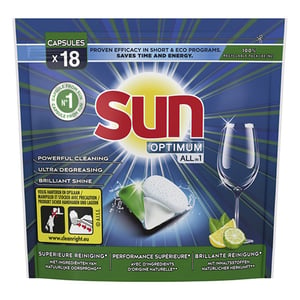 Afbeelding van Sun Optimum All-in 1 vaatwascapsules | Citroen | 18 tabs